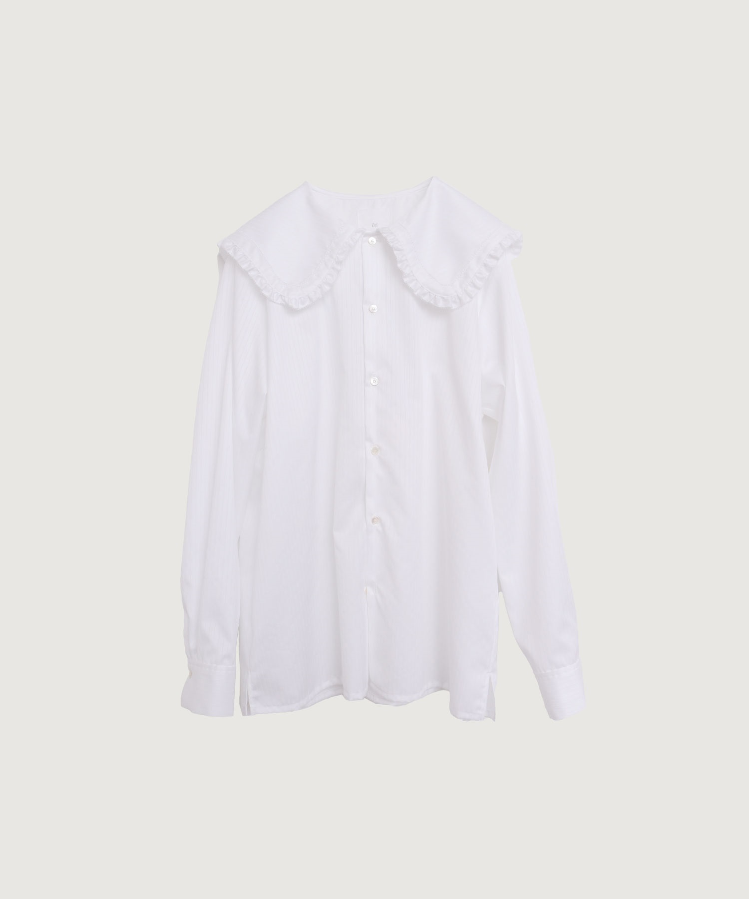 【予約販売】100/2ドビーストライプ フリルフラットカラー シャツ