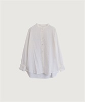 【予約販売】キュプラリサイクルコットンツイル バンドカラー シャツ(シロ-F)