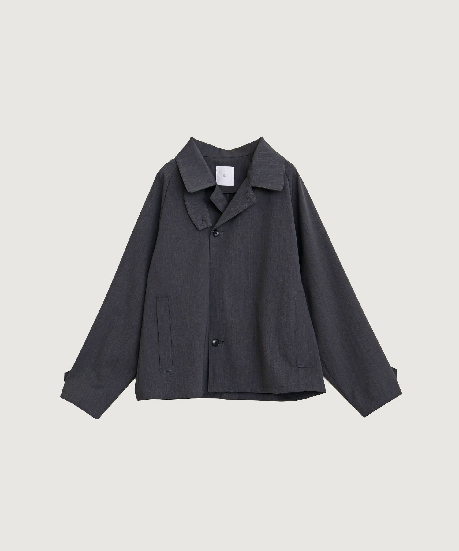 【予約販売】ポリエステルウールギャバ ラグランショート コート