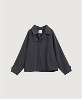 ポリエステルウールギャバ ラグランショート コート(チャコールグレー-F)