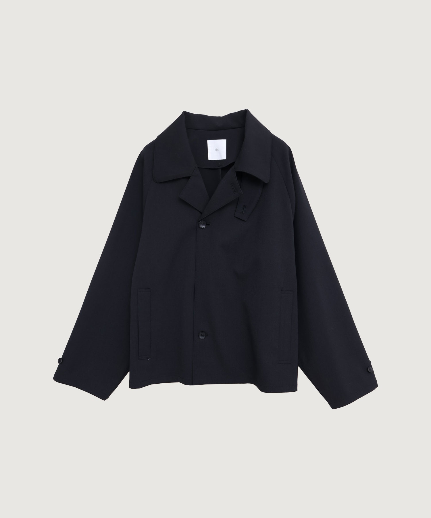 ポリエステルウールギャバ ラグランショート コート