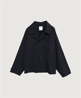 ポリエステルウールギャバ ラグランショート コート(クロ-F)