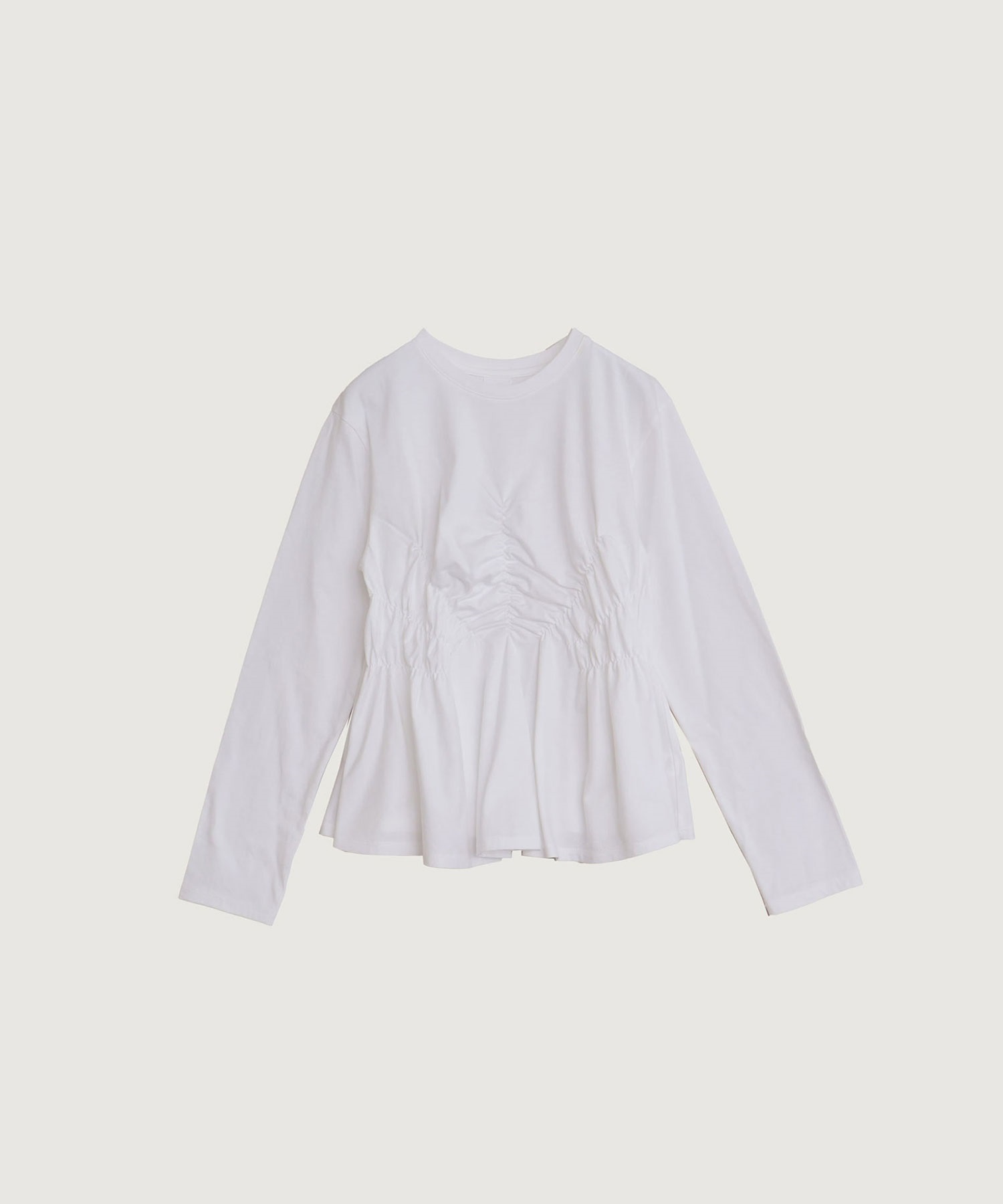 【予約販売】スワイ天竺 シャーリングペプラム ロンＴ