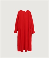 【予約販売】キュプラリサイクルコットンツイル Aライン長袖 ワンピース(アカ-F)