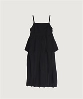 トロピカルワッシャー プリーツ キャミ ワンピース(クロ-F)