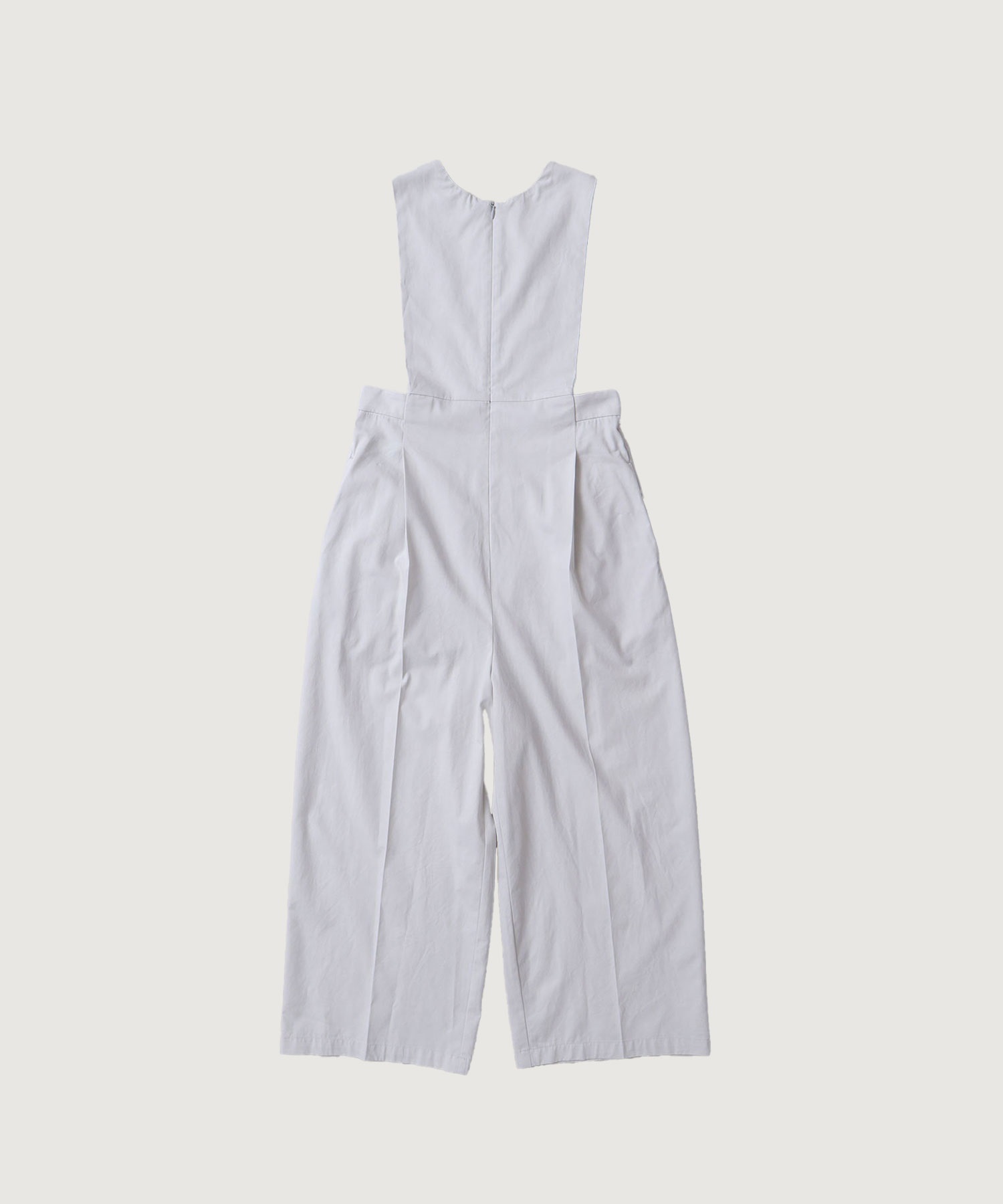 ●強撚ボイルラチネ ハイウエストオールインワン(グレー-F)