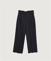 トロピカルワッシャー ハイウエストツータックパンツ(クロ-F)