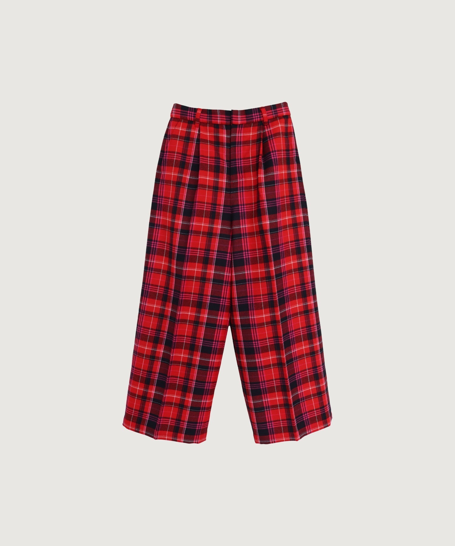 先染めチェック ワイド パンツ