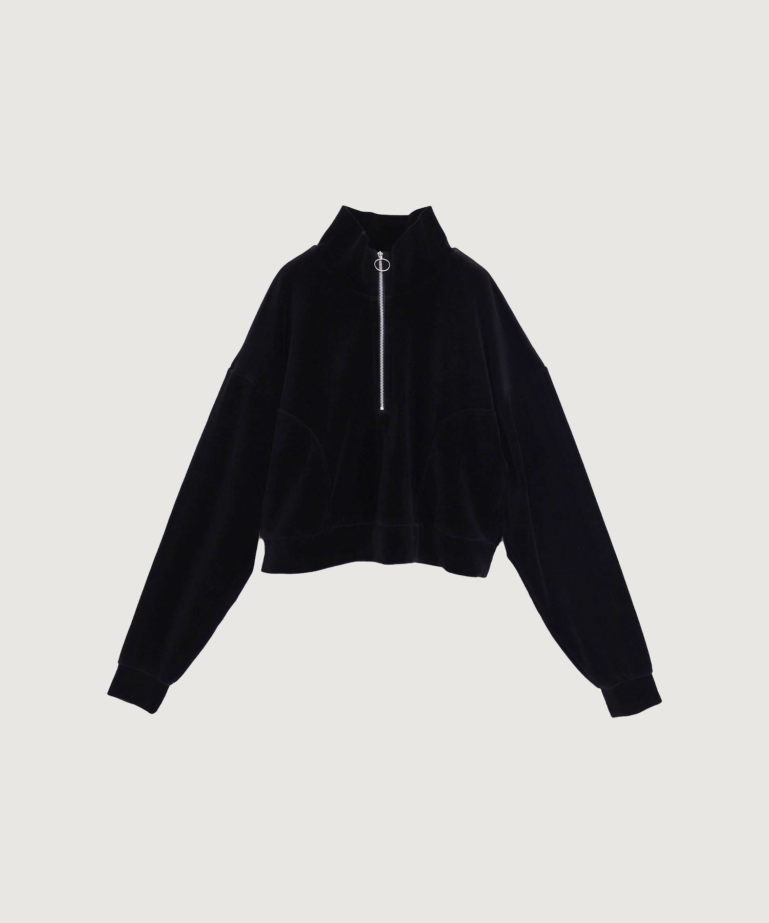 【予約販売】track velour half zip(クロ-F)