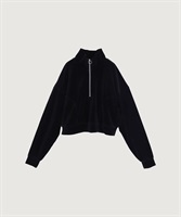 【予約販売】track velour half zip(クロ-F)