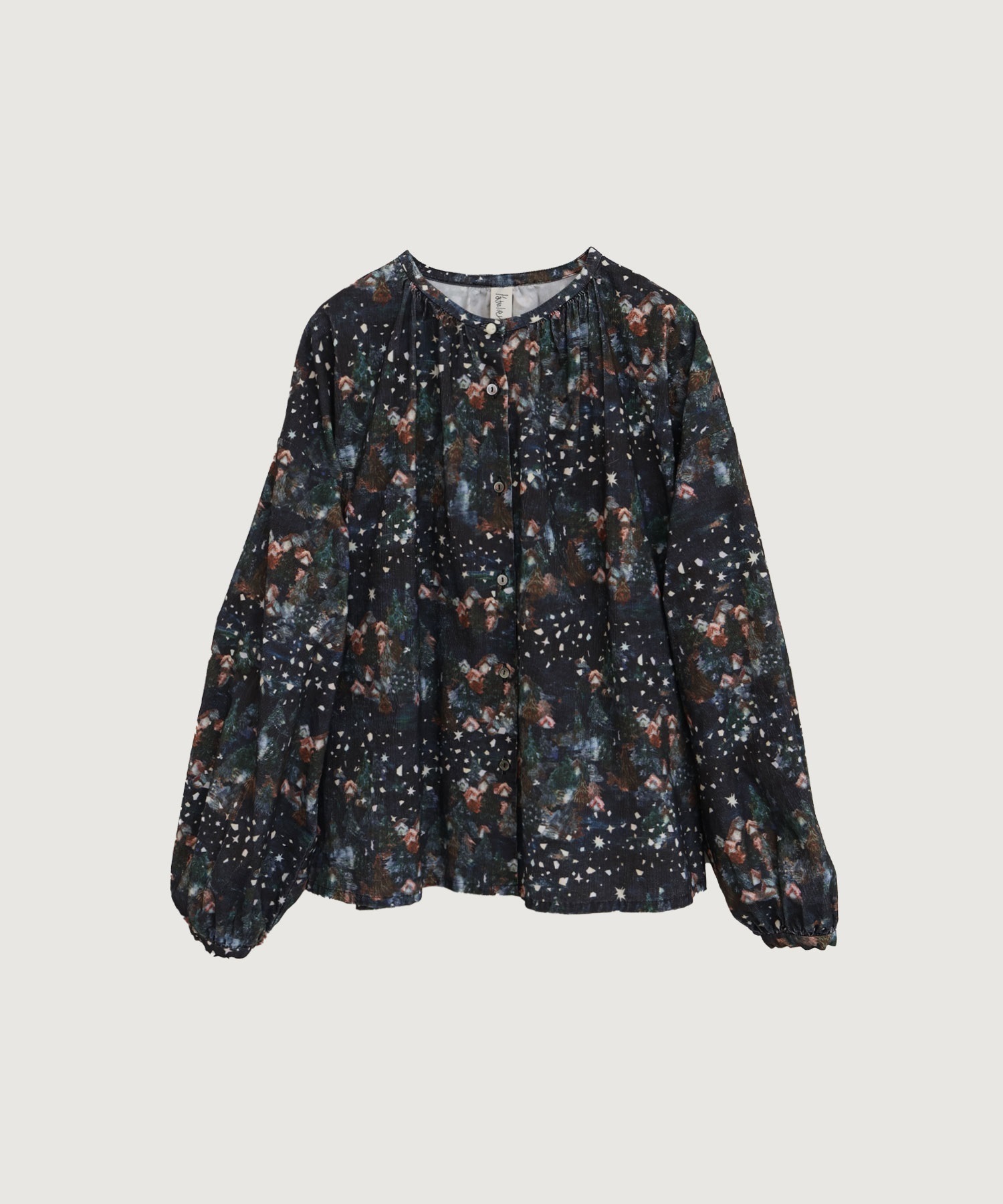 星くずと冬の街 シャツコールプリントブラウス(コン-F)