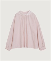 【予約販売】いちごのコード刺繍　重なる襟ブラウス(ピンク-F)