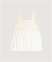 【予約販売】いちごのコード刺繍　重ねるチュールブラウス(キナリ-F)