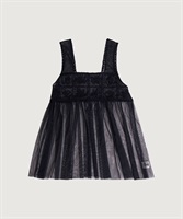 【予約販売】いちごのコード刺繍　重ねるチュールブラウス(クロ-F)