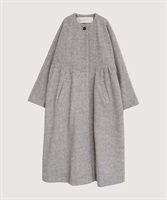 ヘリンボーンウール ドルマンギャザーコート(グレー-F)