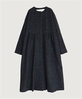 ヘリンボーンウール ドルマンギャザーコート(クロ-F)