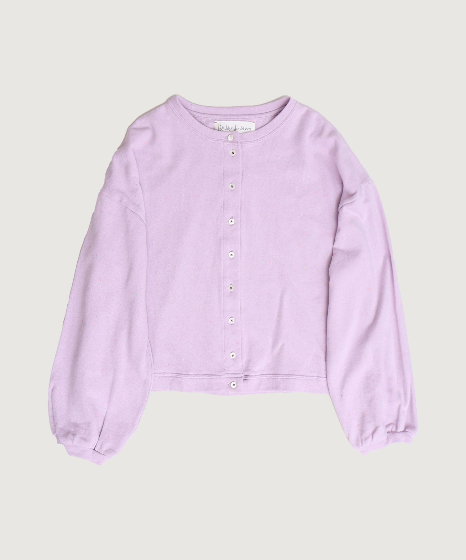 カラフルネップ裏毛　ミニカーディガン(パープル-F)