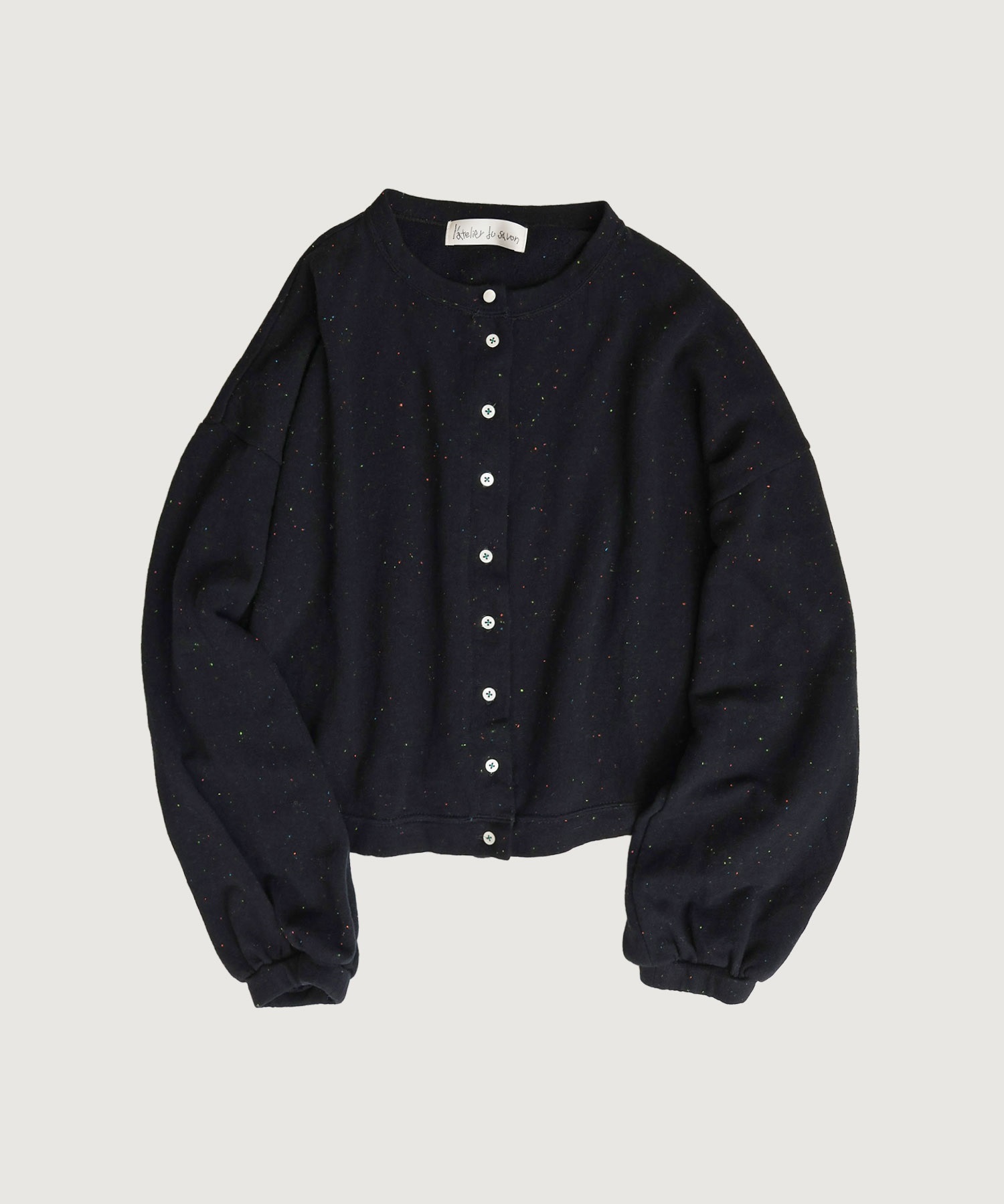 カラフルネップ裏毛　ミニカーディガン(クロ-F)