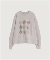 【予約販売】キルトのようなアップリケ裏毛プルオーバー(キナリ-F)