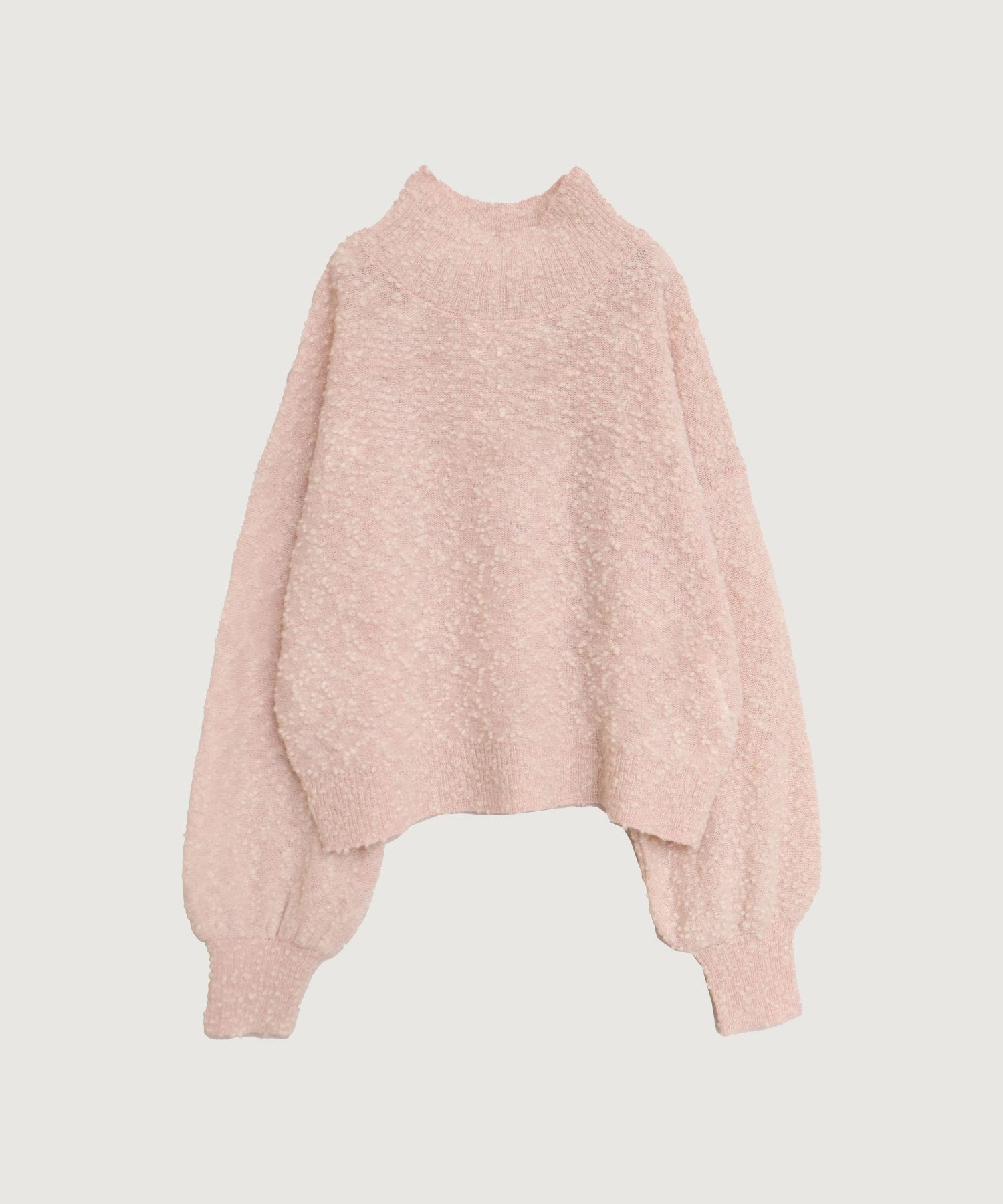 きらっとしたニット　ハイネックプルオーバー(ピンク-F)