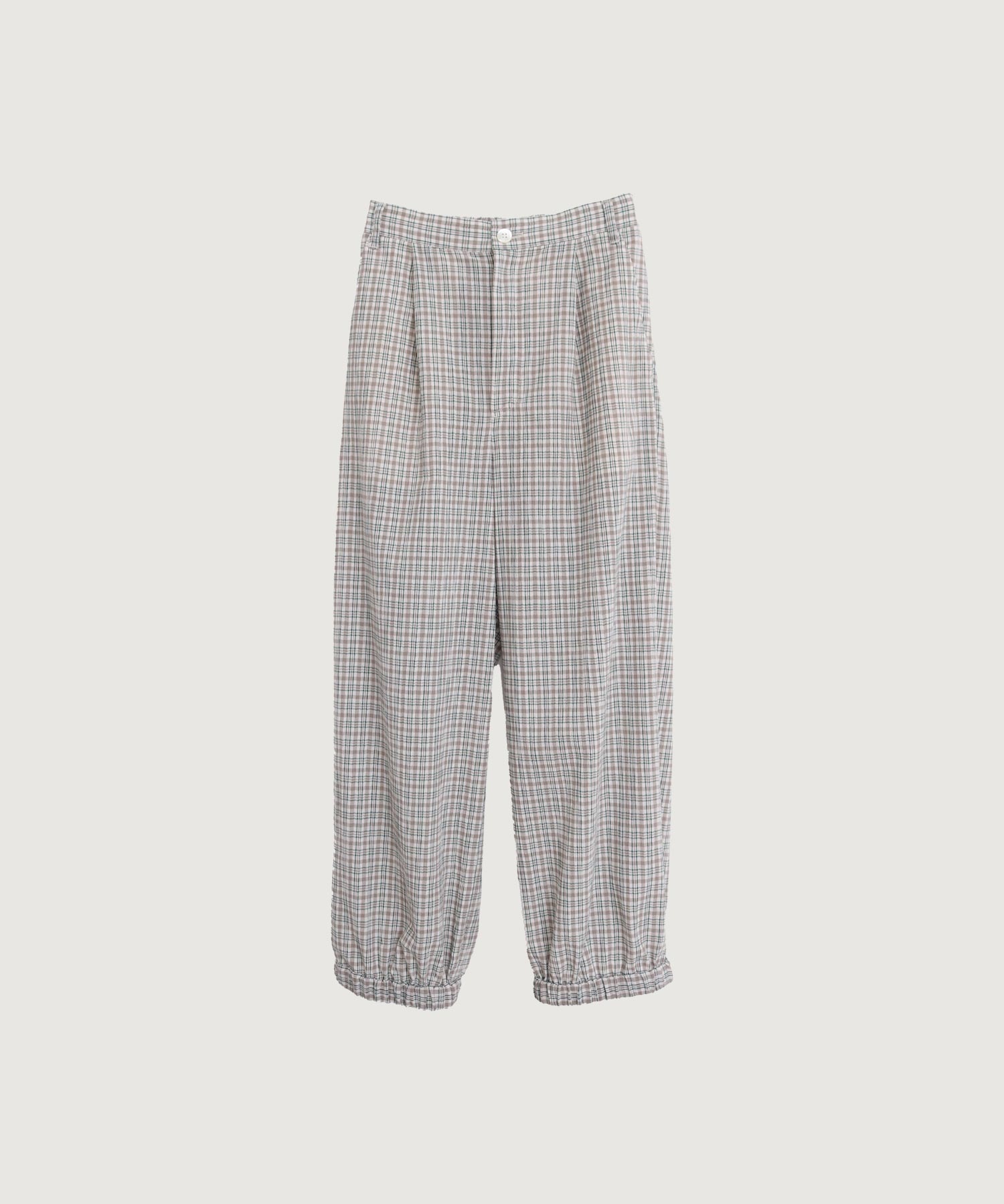【予約販売】やさしいチェック 裾しぼりパンツ