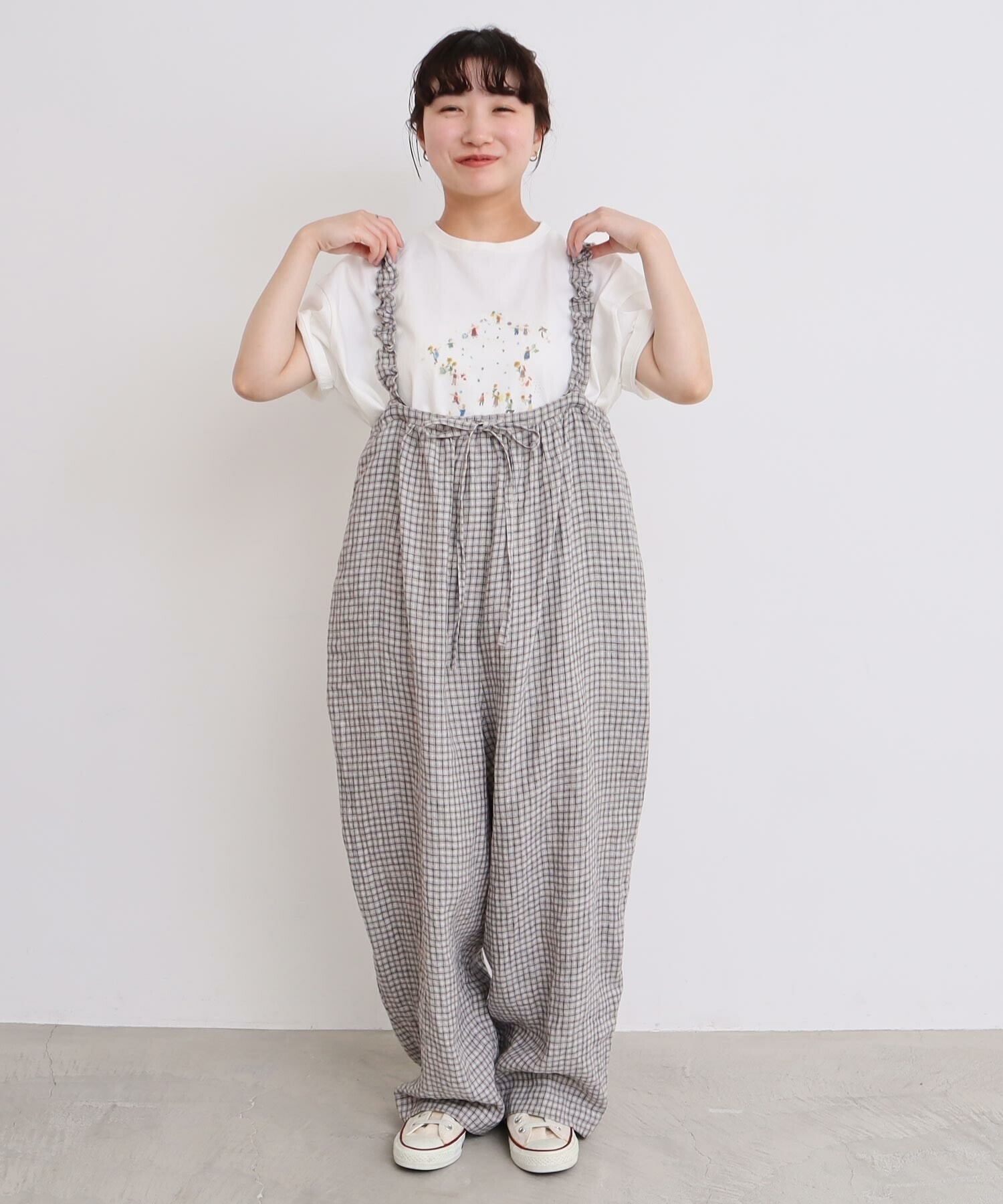 麻のしぼるリボン つりパンツ
