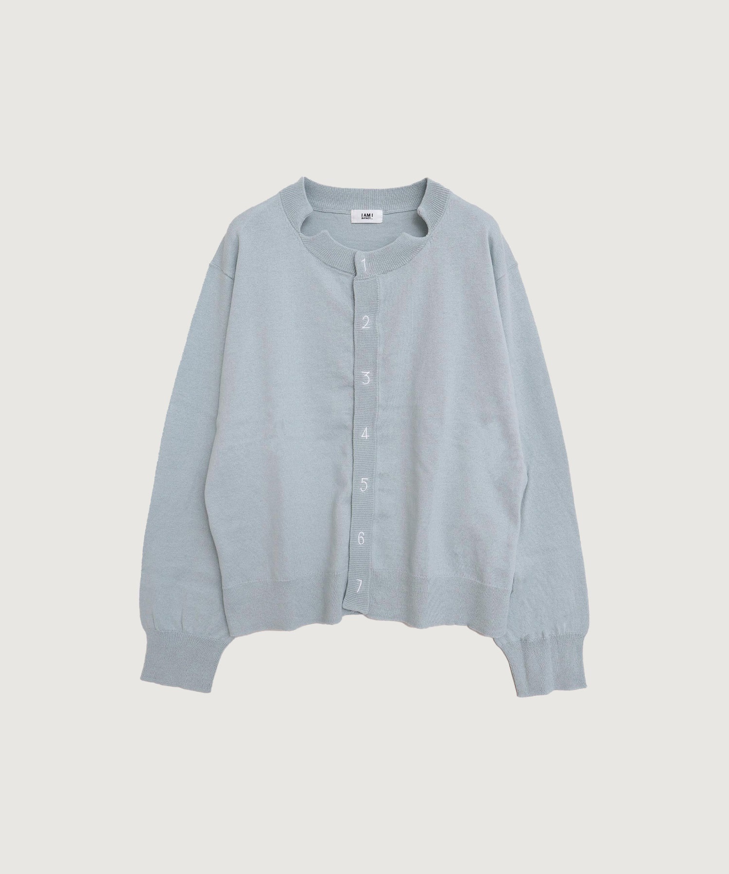 【予約販売】コットン数字刺繍　クルーカーディガン