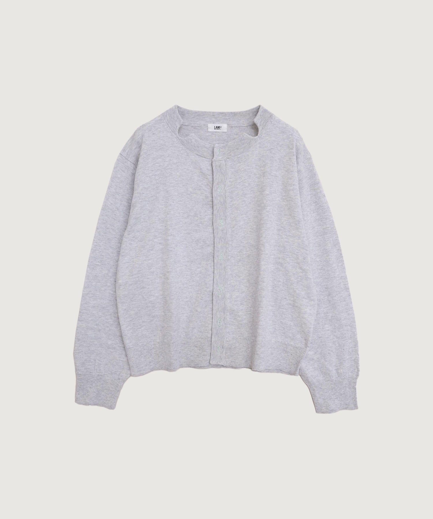 【予約販売】コットン数字刺繍　クルーカーディガン