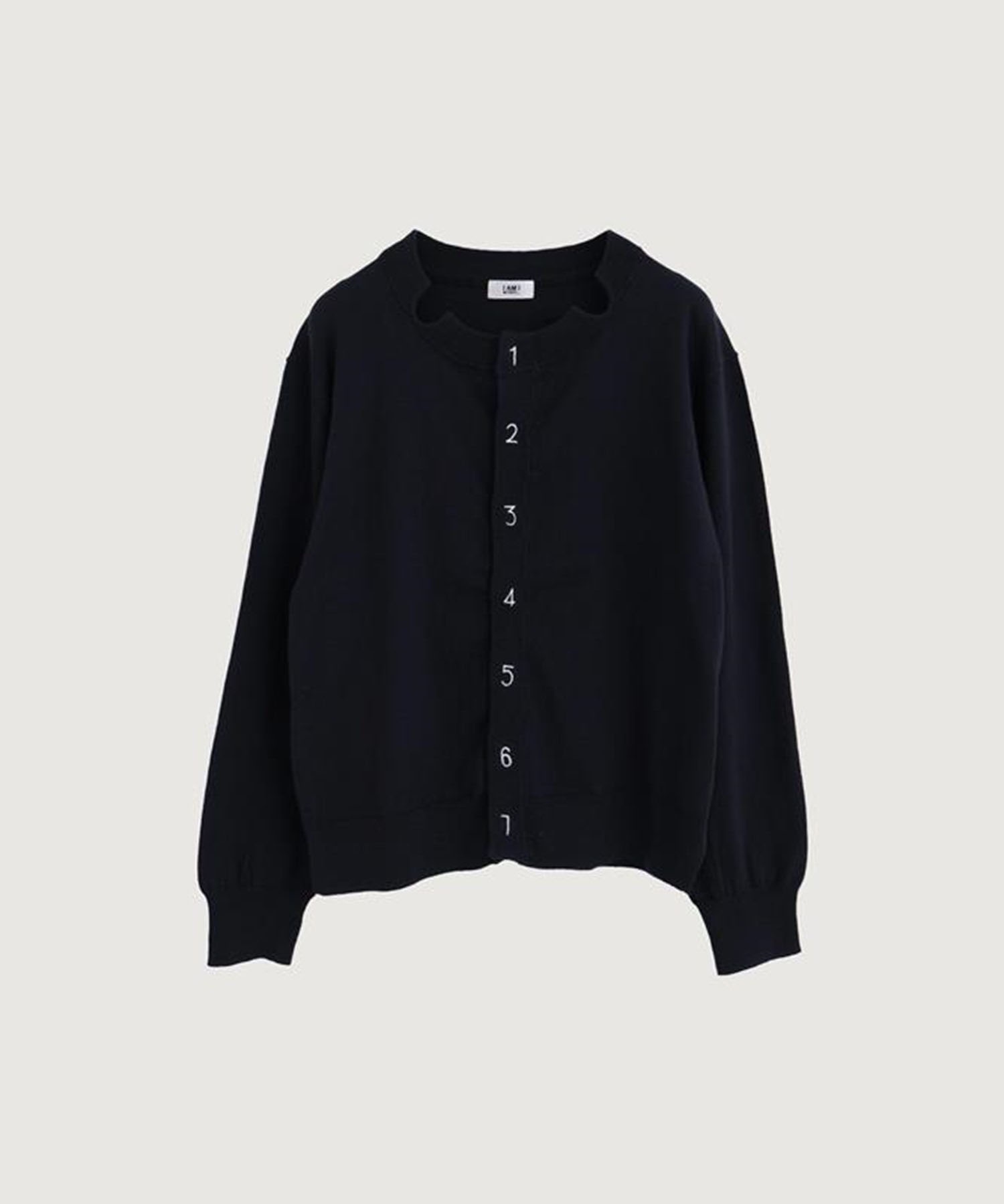 【予約販売】コットン数字刺繍　クルーカーディガン