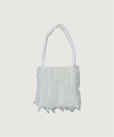 【予約販売】ナイロンタフタ ボリュームチュールフリル バッグ(シロ-F)
