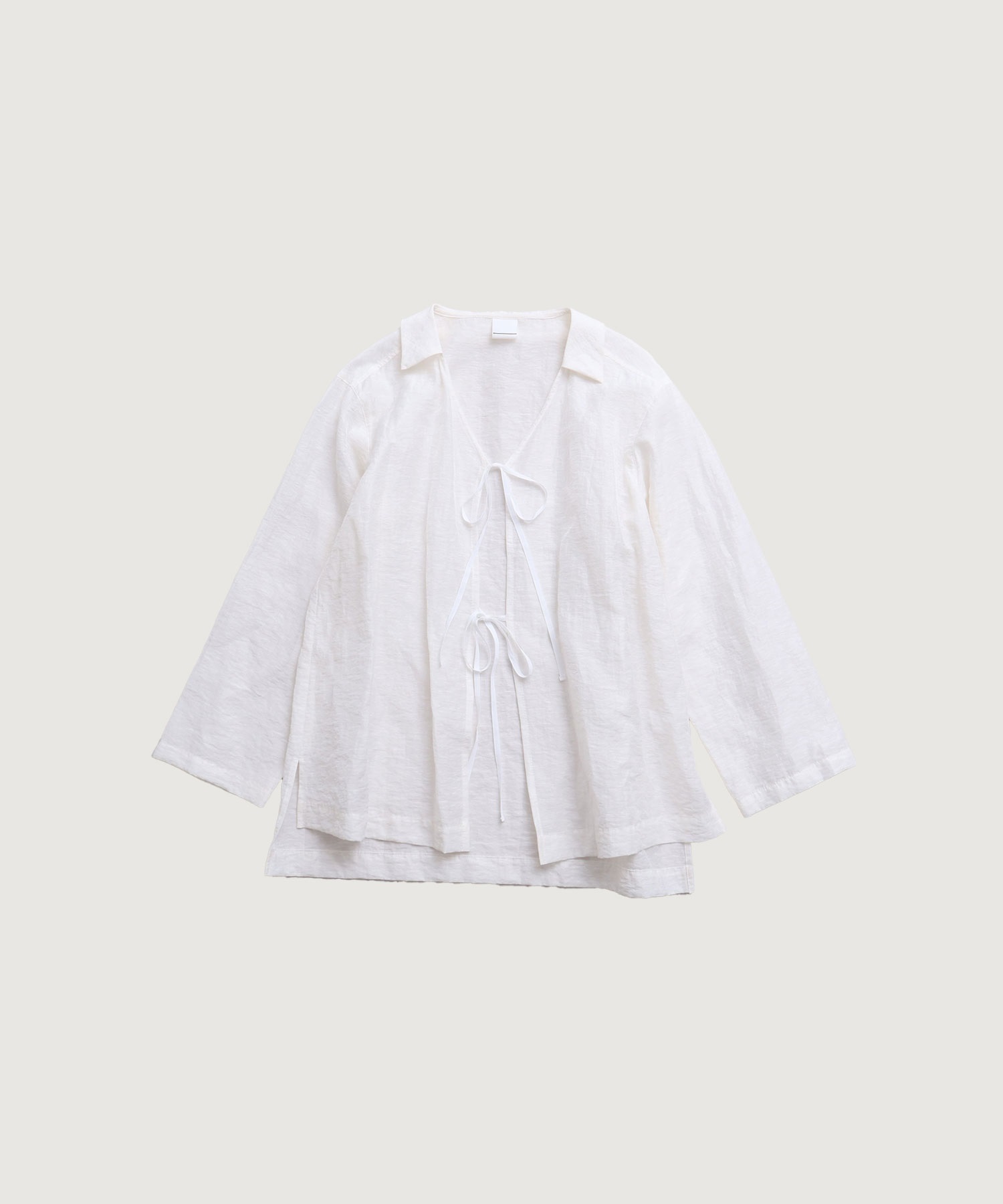 【予約販売】スパークナイロンリネンコットン平織り フロントタイ ブラウス