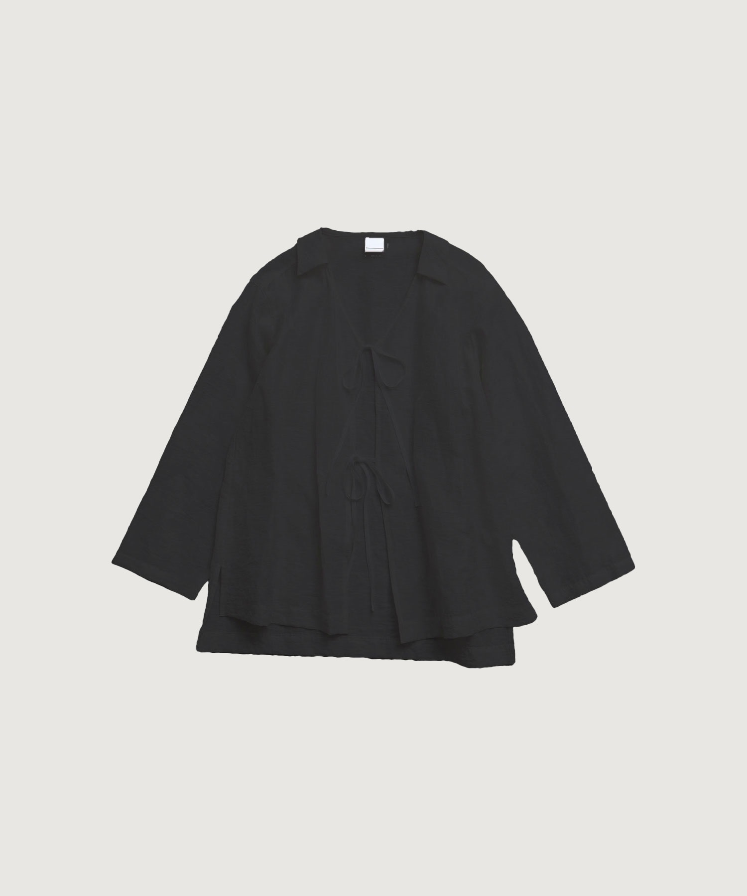 【予約販売】スパークナイロンリネンコットン平織り フロントタイ ブラウス