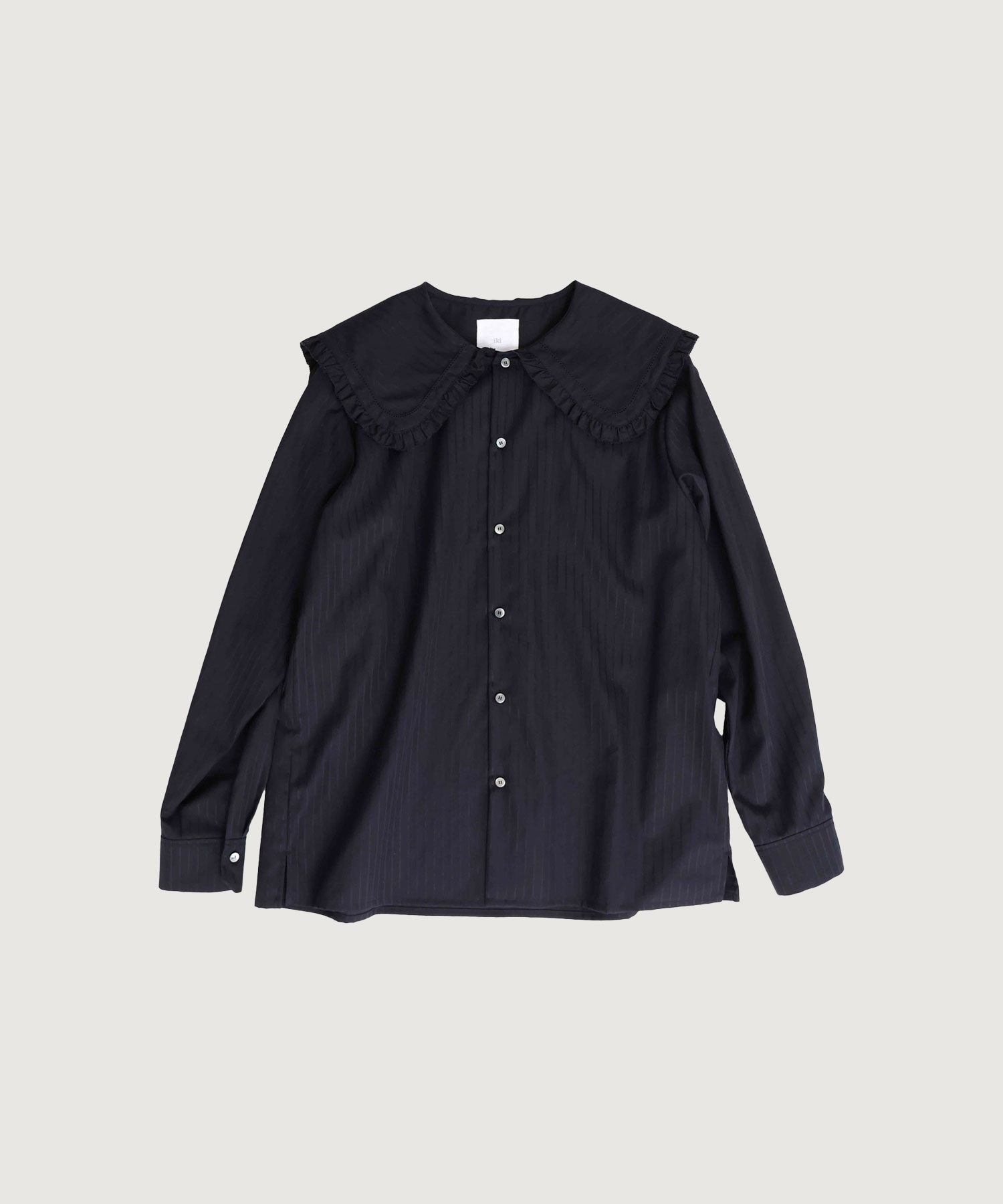 【予約販売】100/2ドビーストライプ フリルフラットカラー シャツ