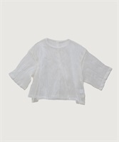 【予約販売】シャンブレーオーガンジーワッシャーちび ブラウス(シロ-F)