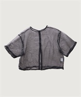 【予約販売】シャンブレーオーガンジーワッシャーちび ブラウス(クロ-F)