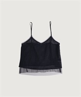 【予約販売】綿ナイロンレース キャミソール(クロ-F)