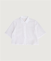 【予約販売】綿ナイロンレース 半袖 シャツ(シロ-F)