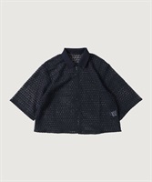 綿ナイロンレース 半袖 シャツ(クロ-F)