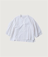 キュプラコットンツイル桐生シワ ショートブラウス(シロ-F)