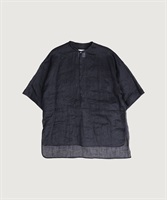 【予約販売】コットンシルクローン ヘンリーネック シャツ(クロ-F)