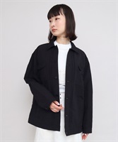 アセテートリネンコットンダンガリー ワークシャツブルゾン(クロ-F)