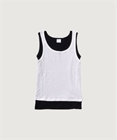 強撚フライス 2トーンセット タンクトップ(クロ-F)