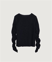 ブークレカールマイヤー 袖シャーリング プルオーバー(クロ-F)