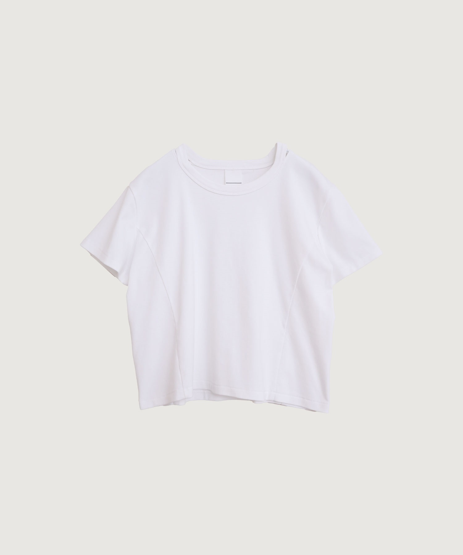 【予約販売】綿モダールフライス スリットネック Tシャツ(シロ-F)