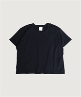 綿モダールフライス スリットネック Tシャツ(クロ-F)