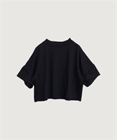 【予約販売】40/2ハイゲージ天竺 スリーブタックショート Tシャツ(クロ-F)