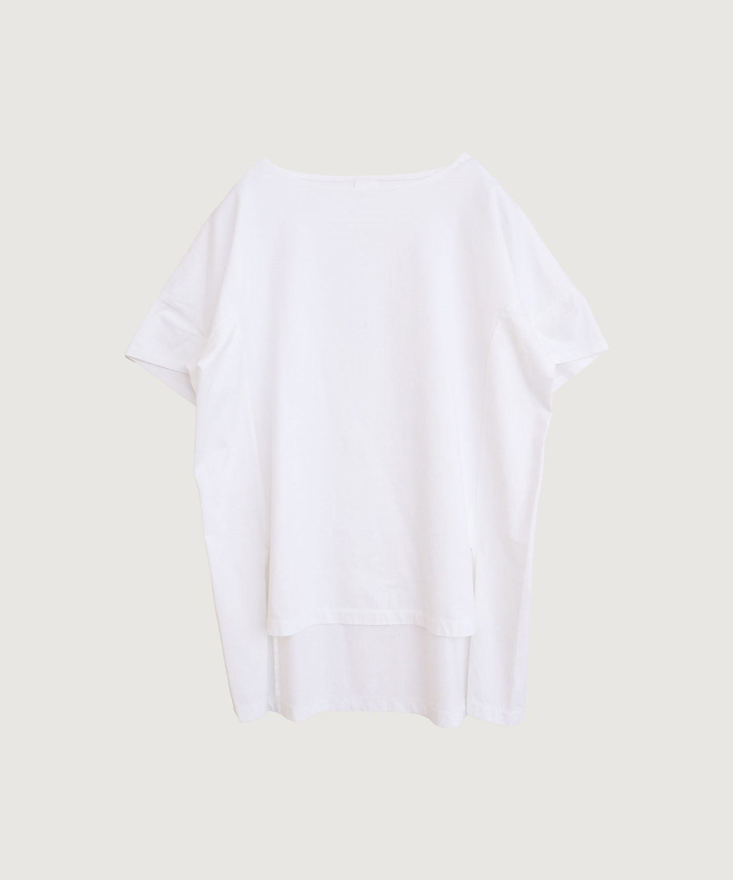 【予約販売】40/2ハイゲージ天竺 スリーブタックバックロング Tシャツ(シロ-F)