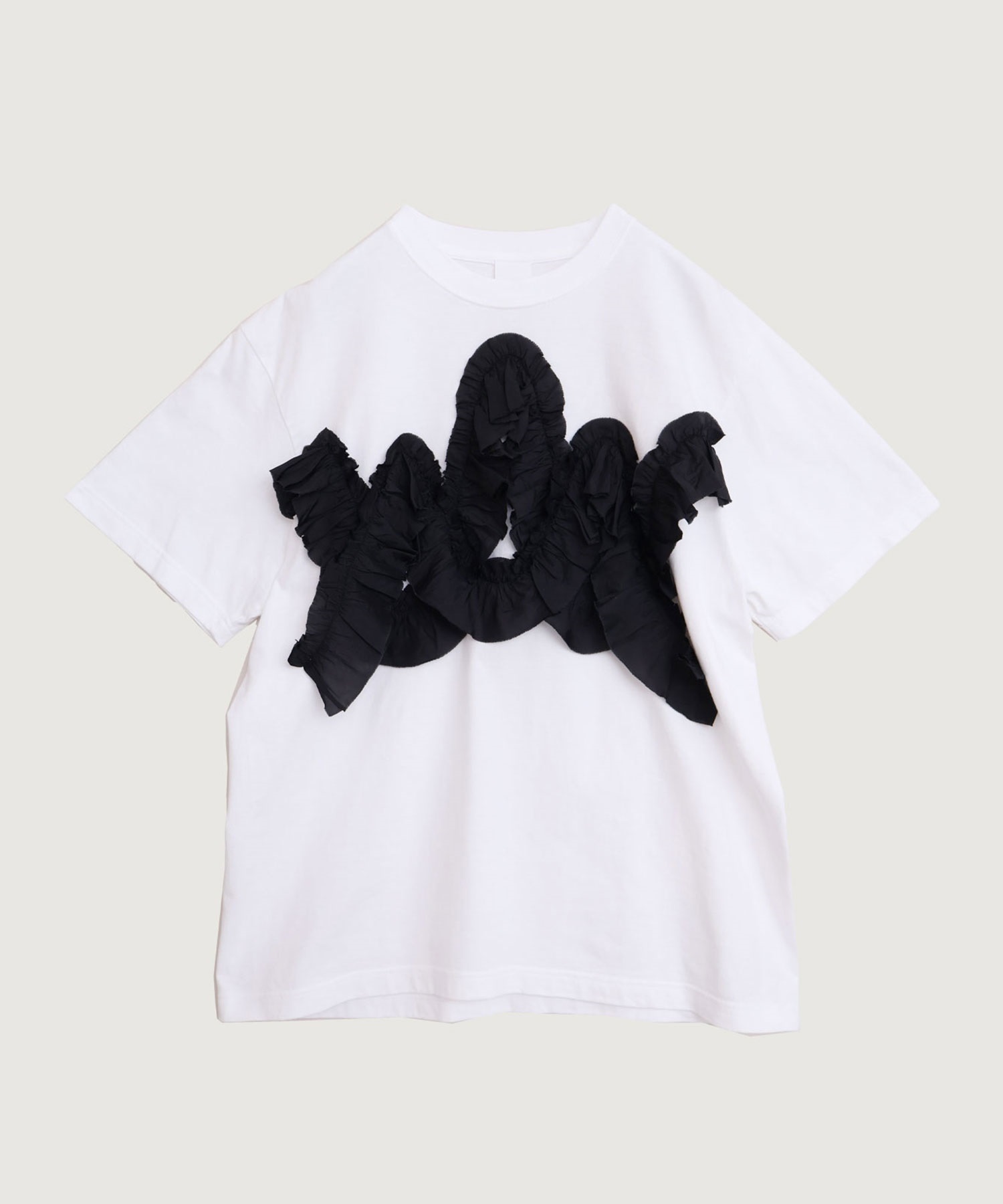 【予約販売】キュプラテープ刺繍 ジグザグモチーフ Tシャツ(シロ-M)