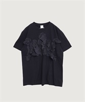 キュプラテープ刺繍 ジグザグモチーフ Tシャツ(クロ-M)