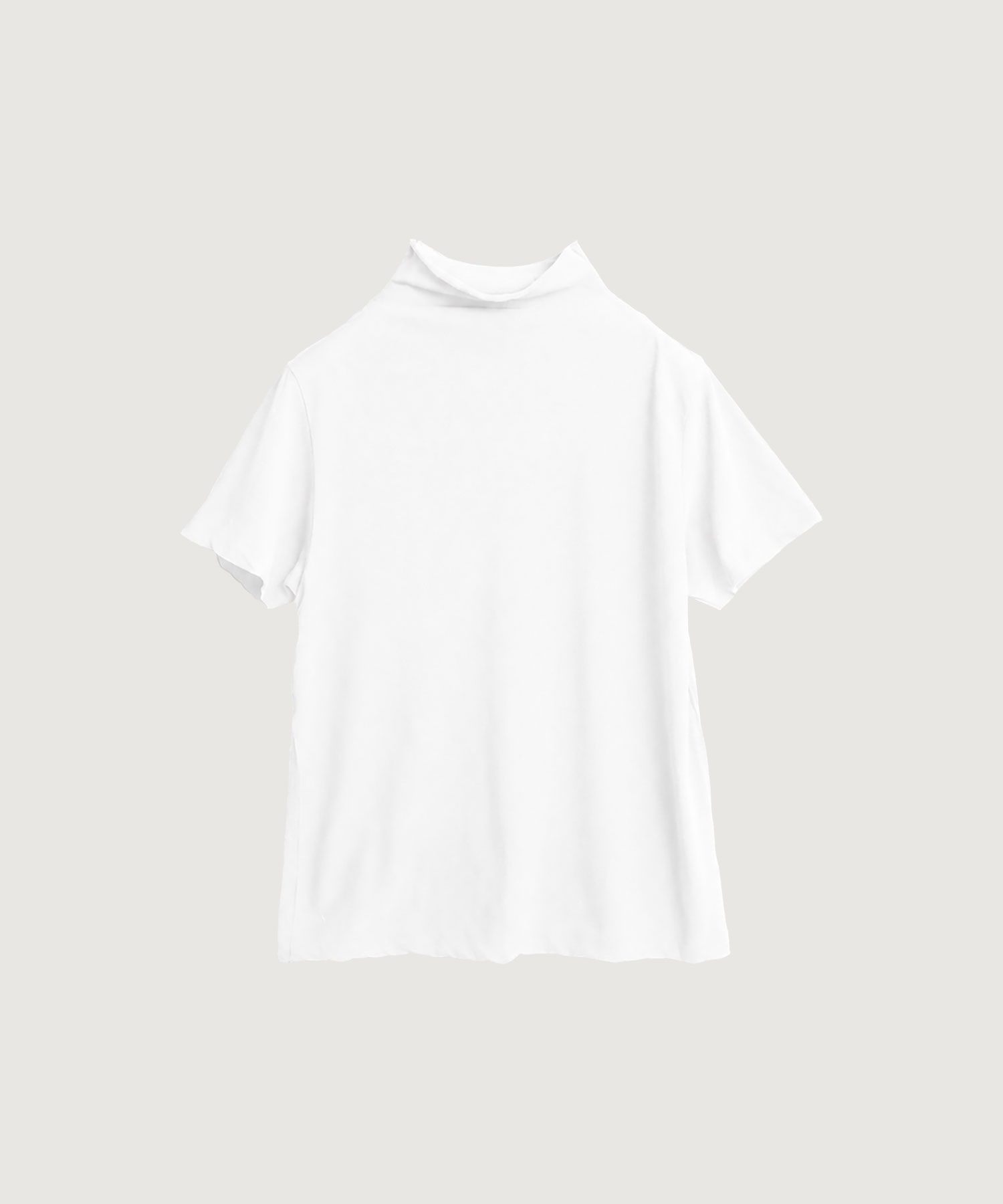 GV天竺 ハーフネック Tシャツ(シロ-F)